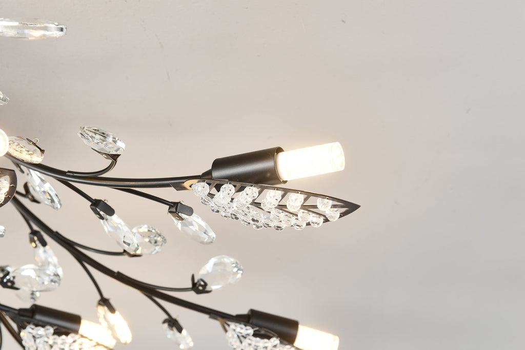 15-Light Chandelier with Crystal Accents - Matte Black