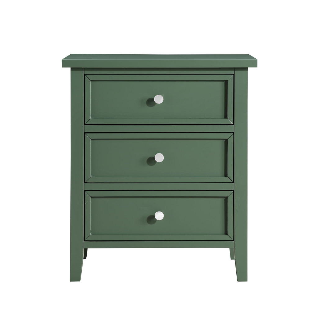 3 Drawer Nightstand with Metal Glides - White, Blue, Dark Green