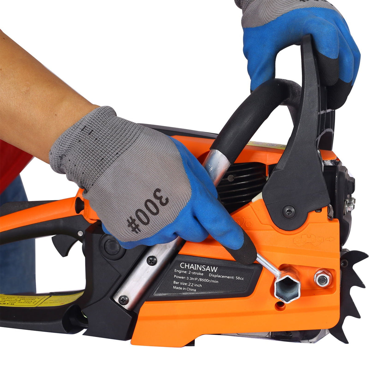 High Performance 22" Gasoline Chainsaw with 58cc Engine - Orange