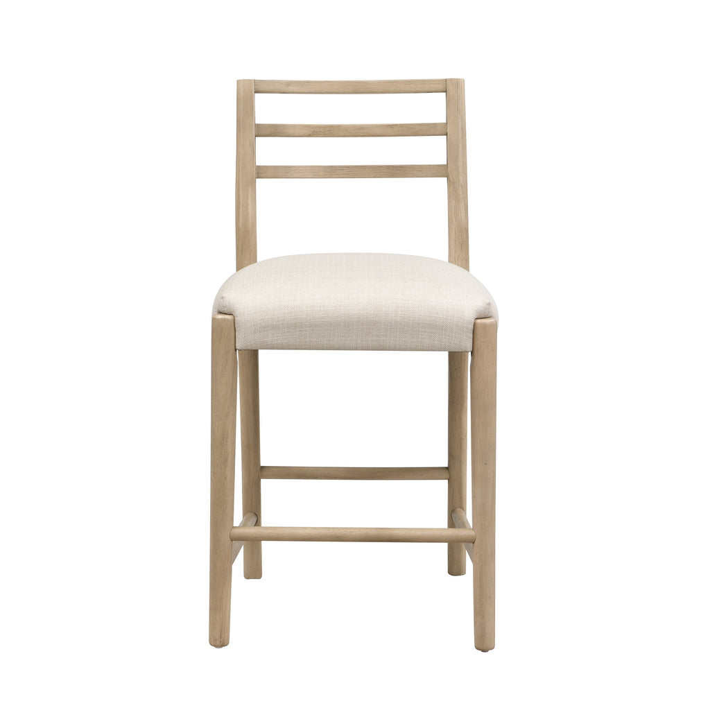 Ladder Back Counter Stool Set with Upholstered Seats - Farmhouse Style