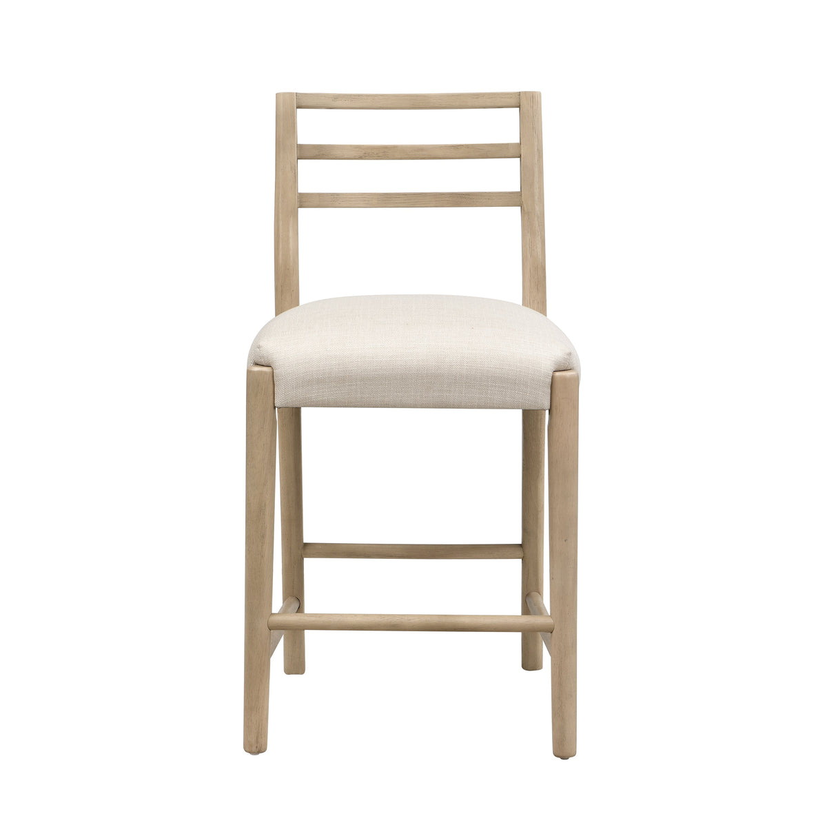 Ladder Back Counter Stool Set with Upholstered Seats - Farmhouse Style