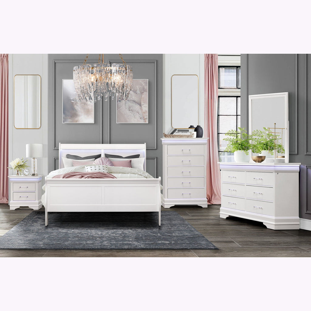 Charlston Mirror with Solid Wood Frame and Tempered Glass - Blue or White