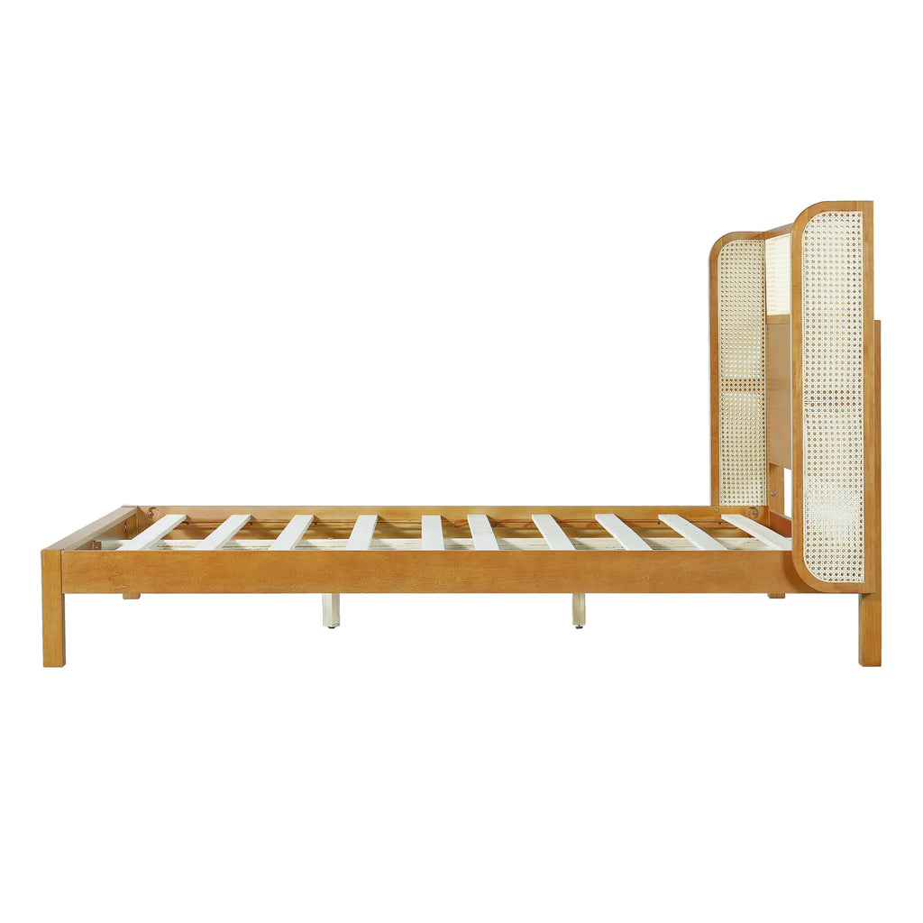 Premium Rubber Wood Platform Queen Bed Frame with Headboard