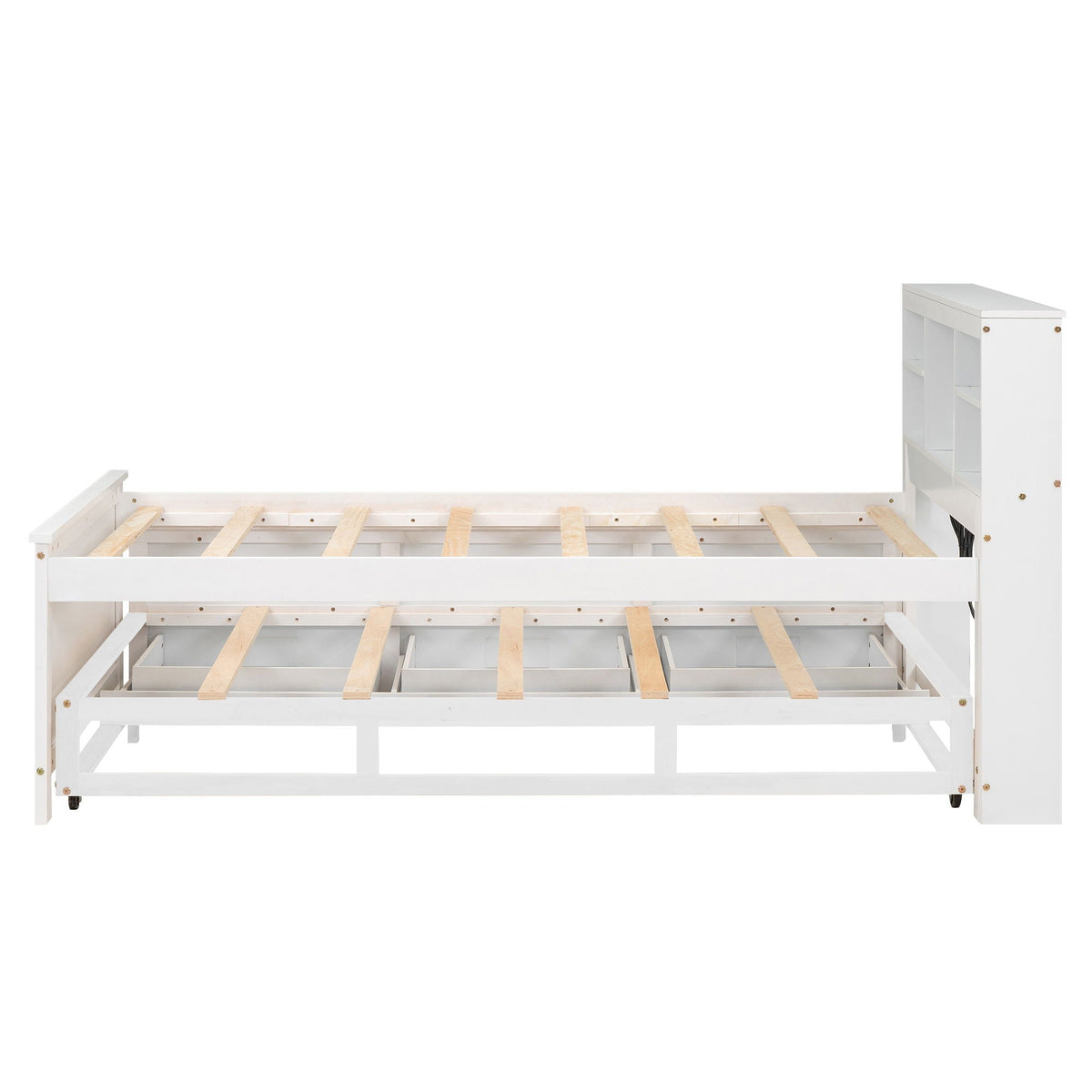 Platform Bed with Storage Headboard, USB, Trundle & 3 Drawers - Twin or Full