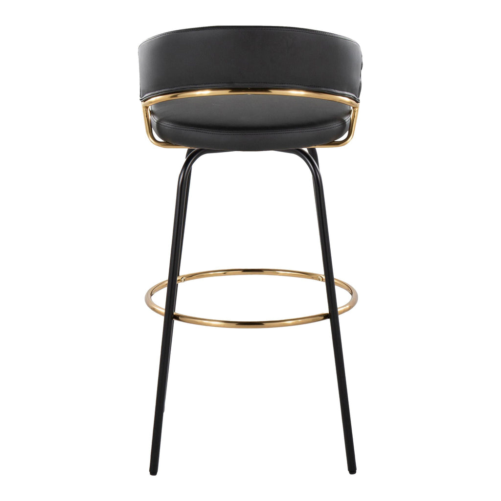 Fixed Height Contemporary Barstool Set with Swivel Footrest - Black or White