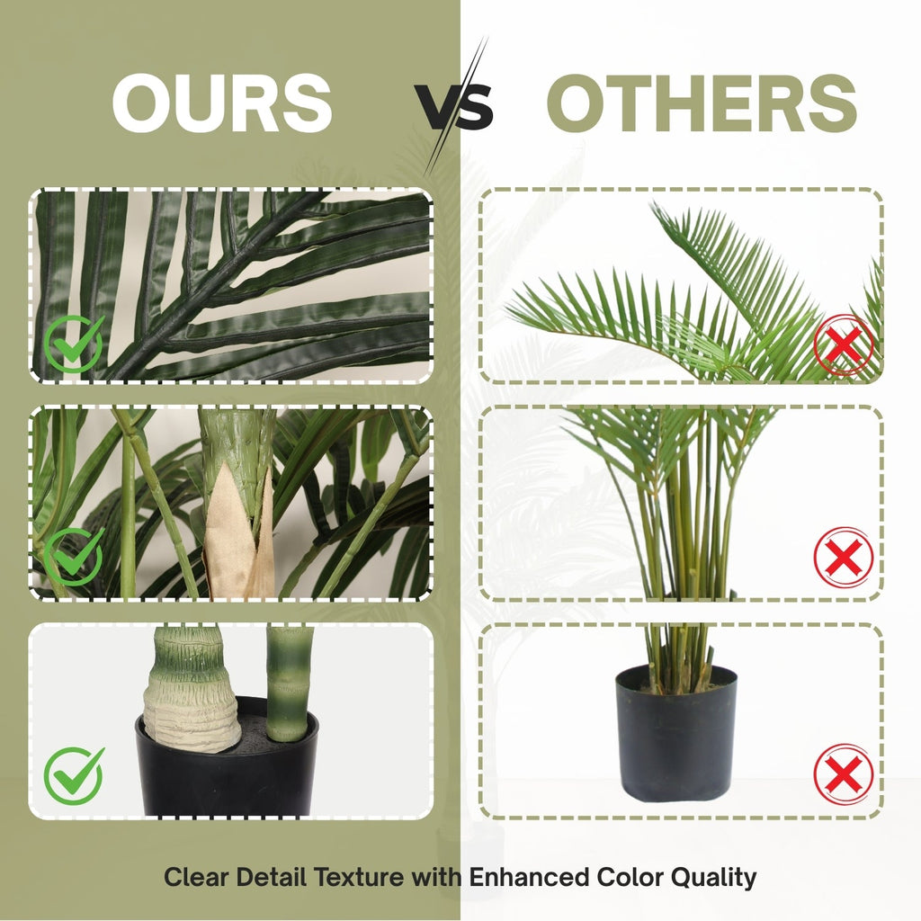 6FT Artificial Palm Tree with Realistic Detail - Green Leaves