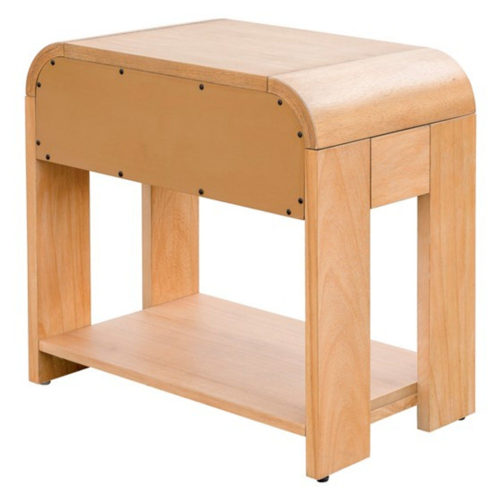 1 Drawer Waterfall Nightstand With Mid Century Design - Natural