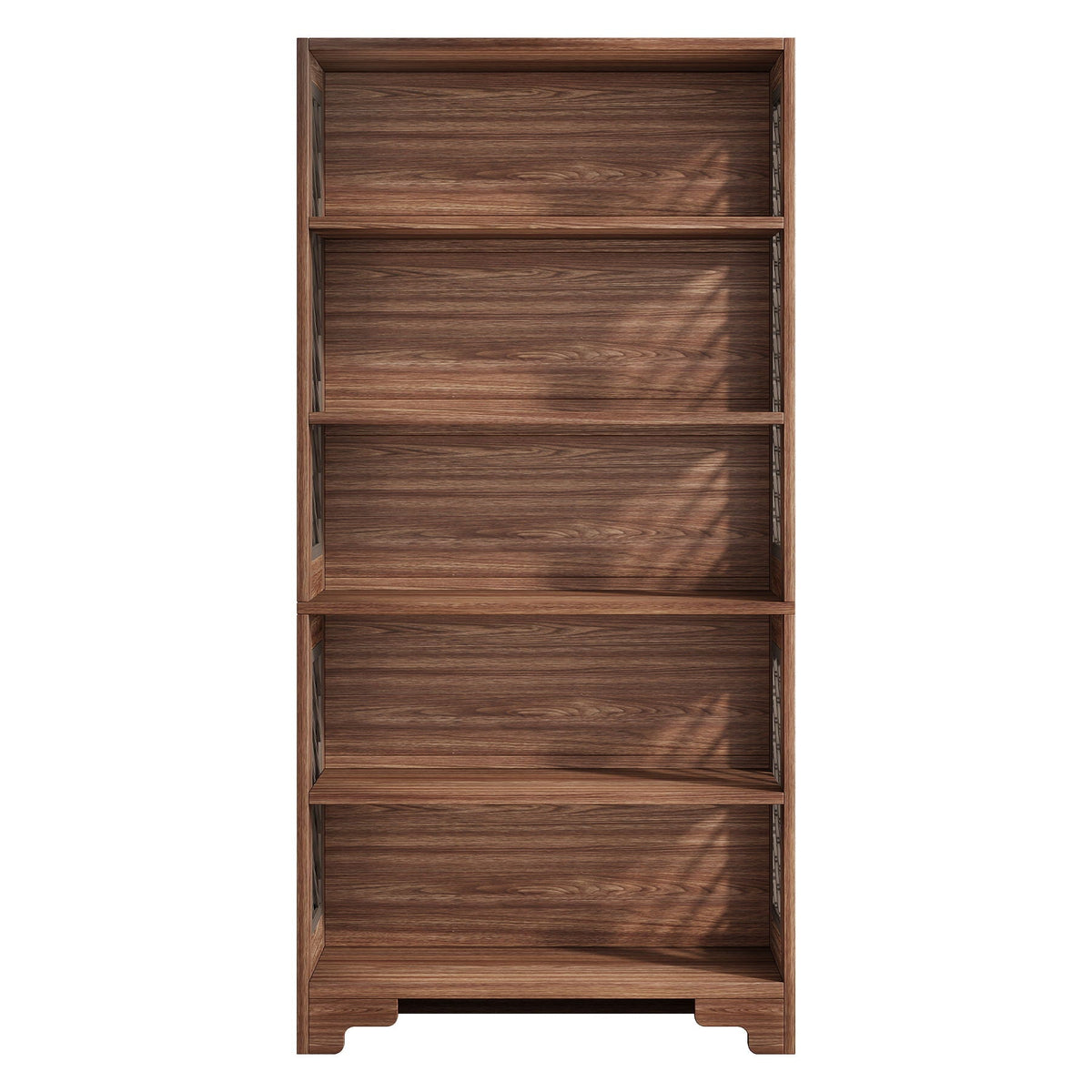 6 Tier Brown Mid Century Bookcase with X Design - Brown