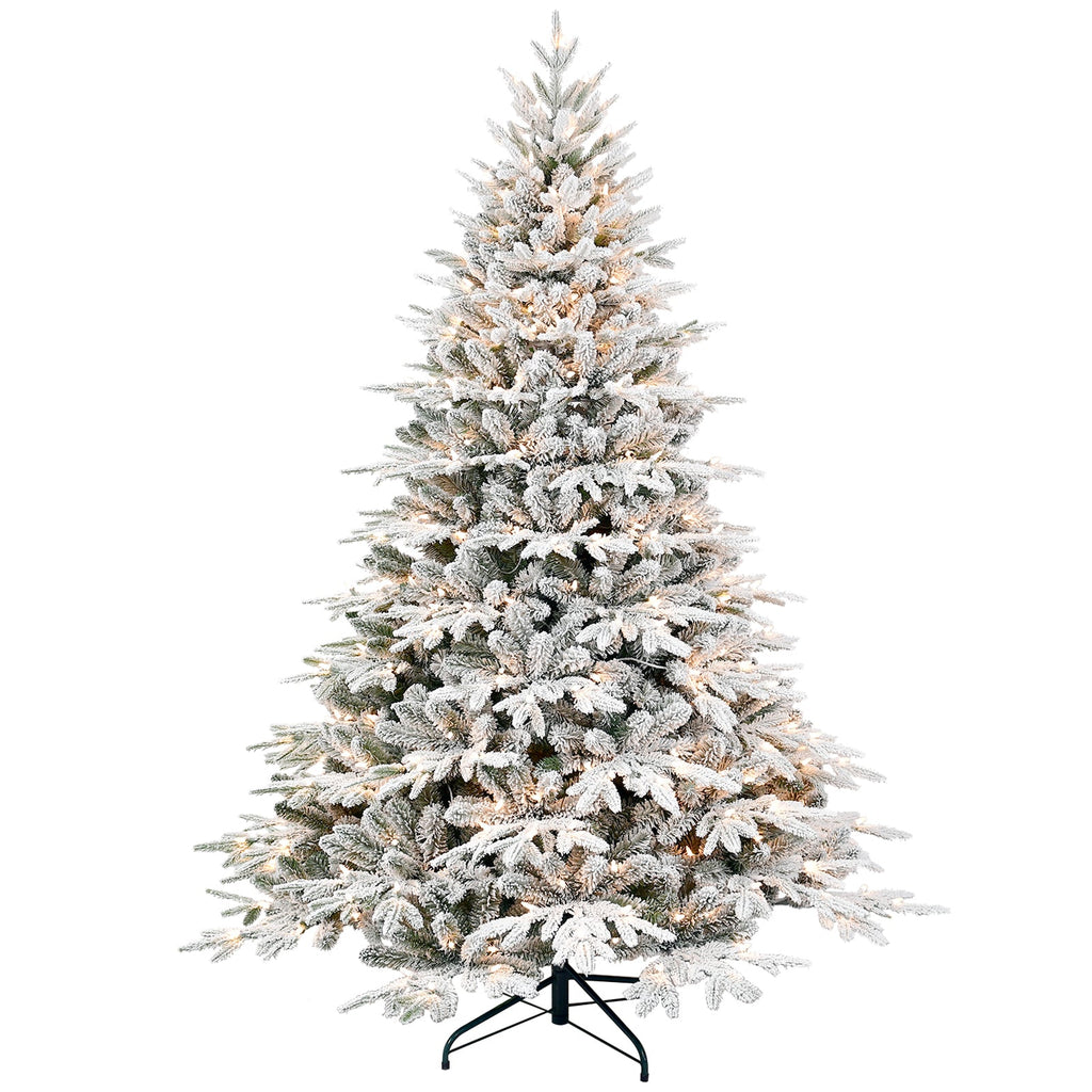 6ft Pre-Lit Flocked Artificial Christmas Tree with 400 Warm White Lights - Flocked