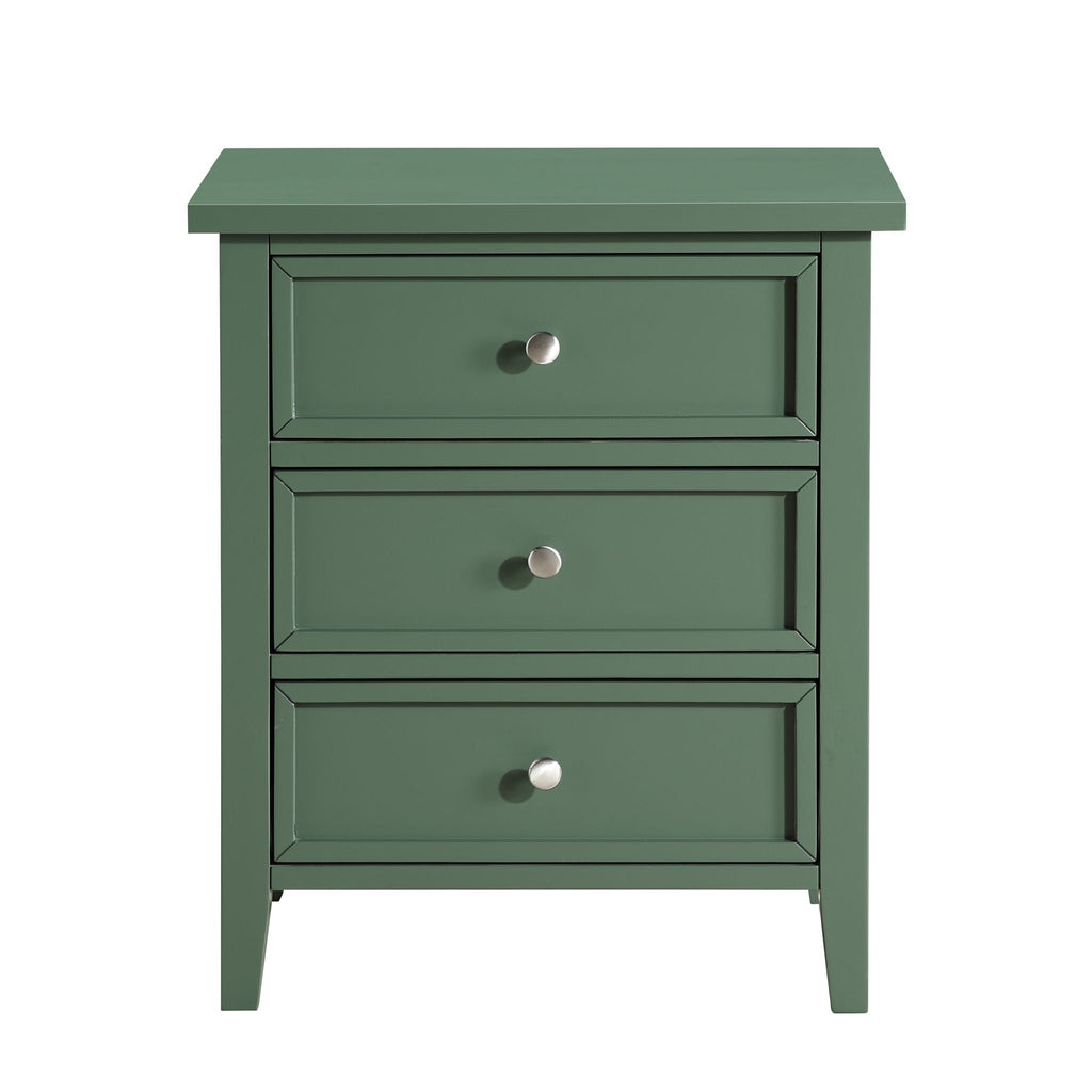 3 Drawer Nightstand with Metal Glides - White, Blue, Dark Green