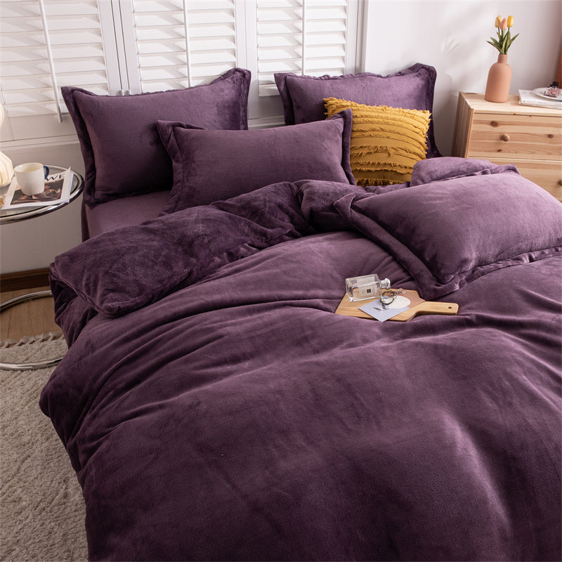 Four-piece Double-sided Fleece Duvet Cover Yellow