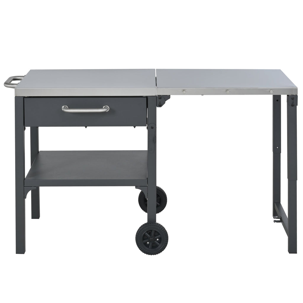 Outdoor Kitchen Cart Foldable Prep Station with Storage - Gray