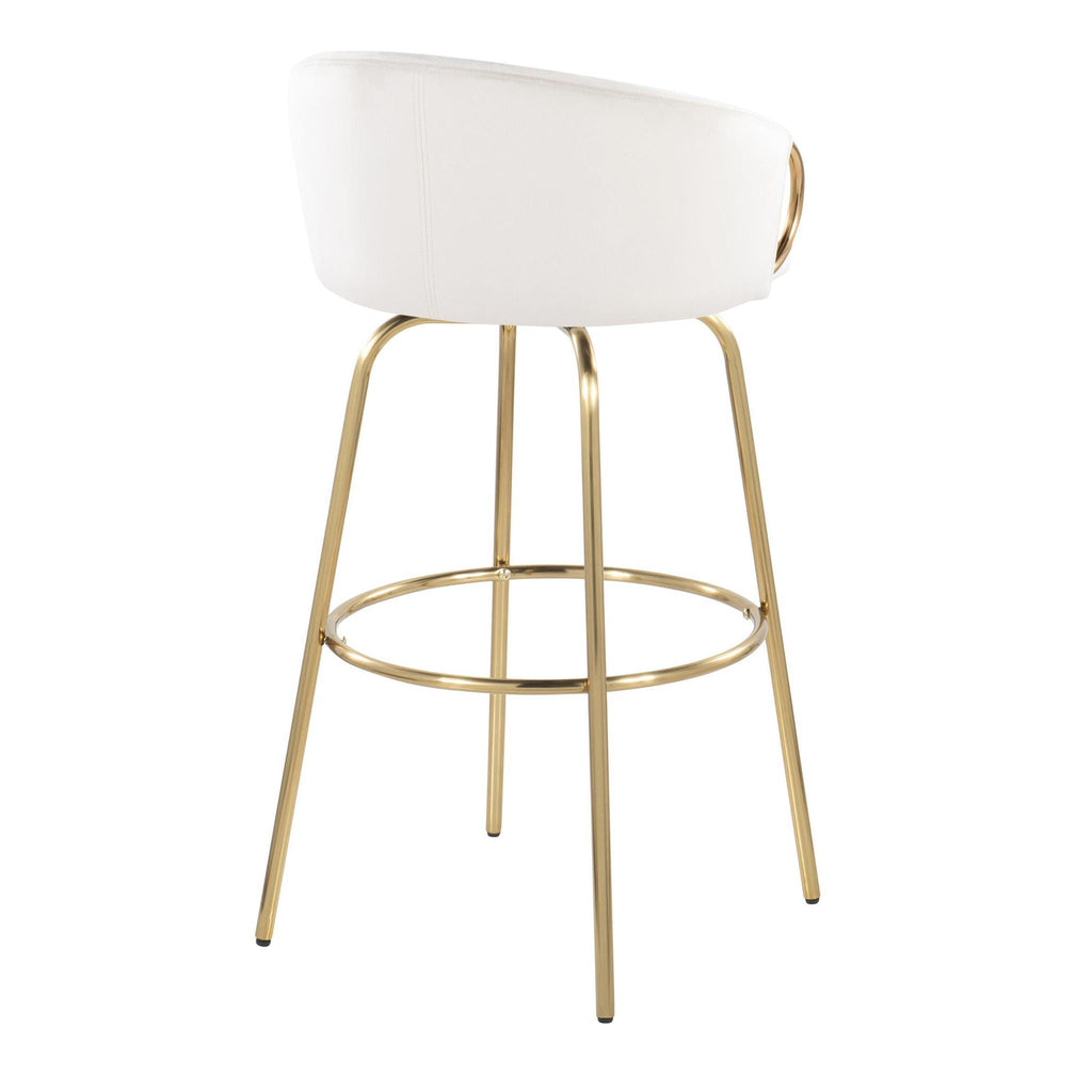 Claire Contemporary Fixed Height Bar Stool Set with Round Footrest - Multiple Colors