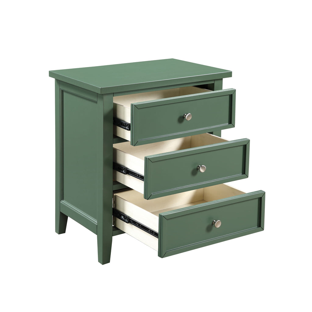 3 Drawer Nightstand with Metal Glides - White, Blue, Dark Green