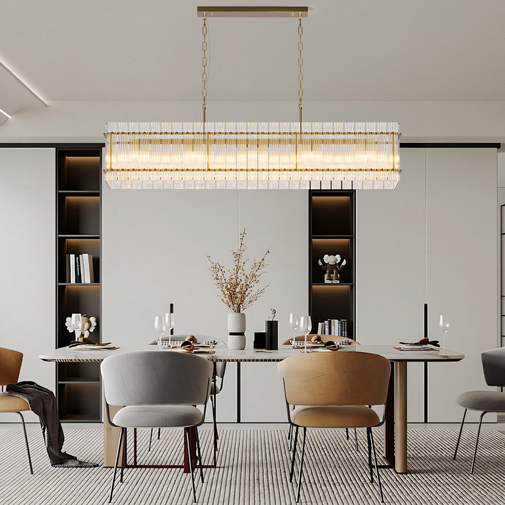 Modern Rectangular Crystal Glass Chandelier