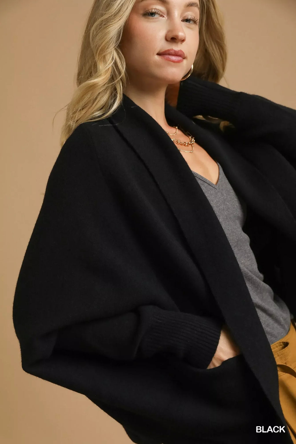 Umgee Open Front Cardigan with Front Pockets