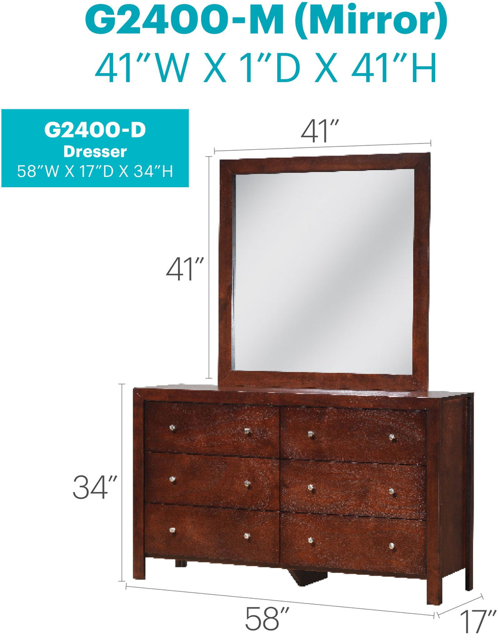 Cherry Dresser with Real Wood Veneer - Summit