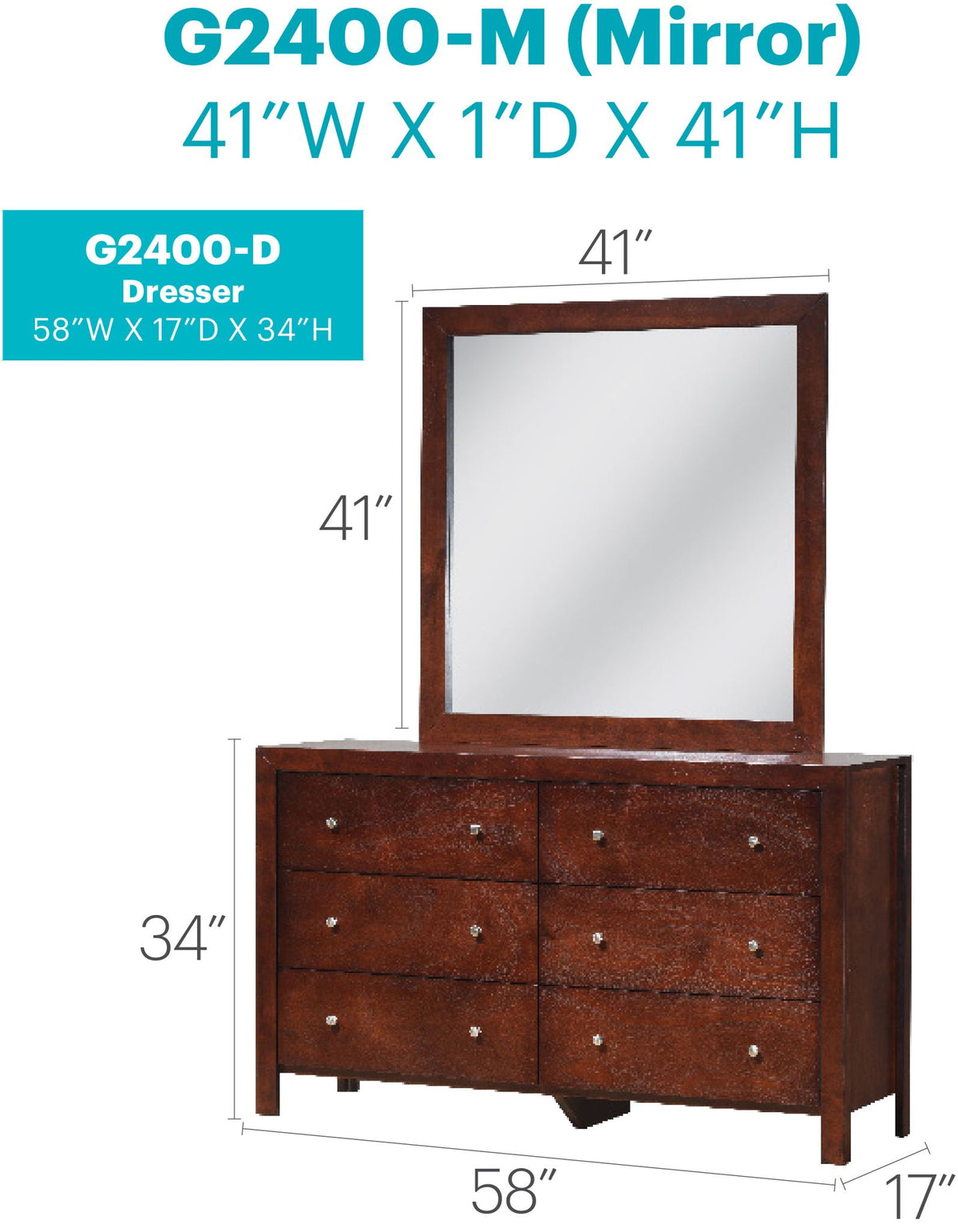 Cherry Dresser with Real Wood Veneer - Summit