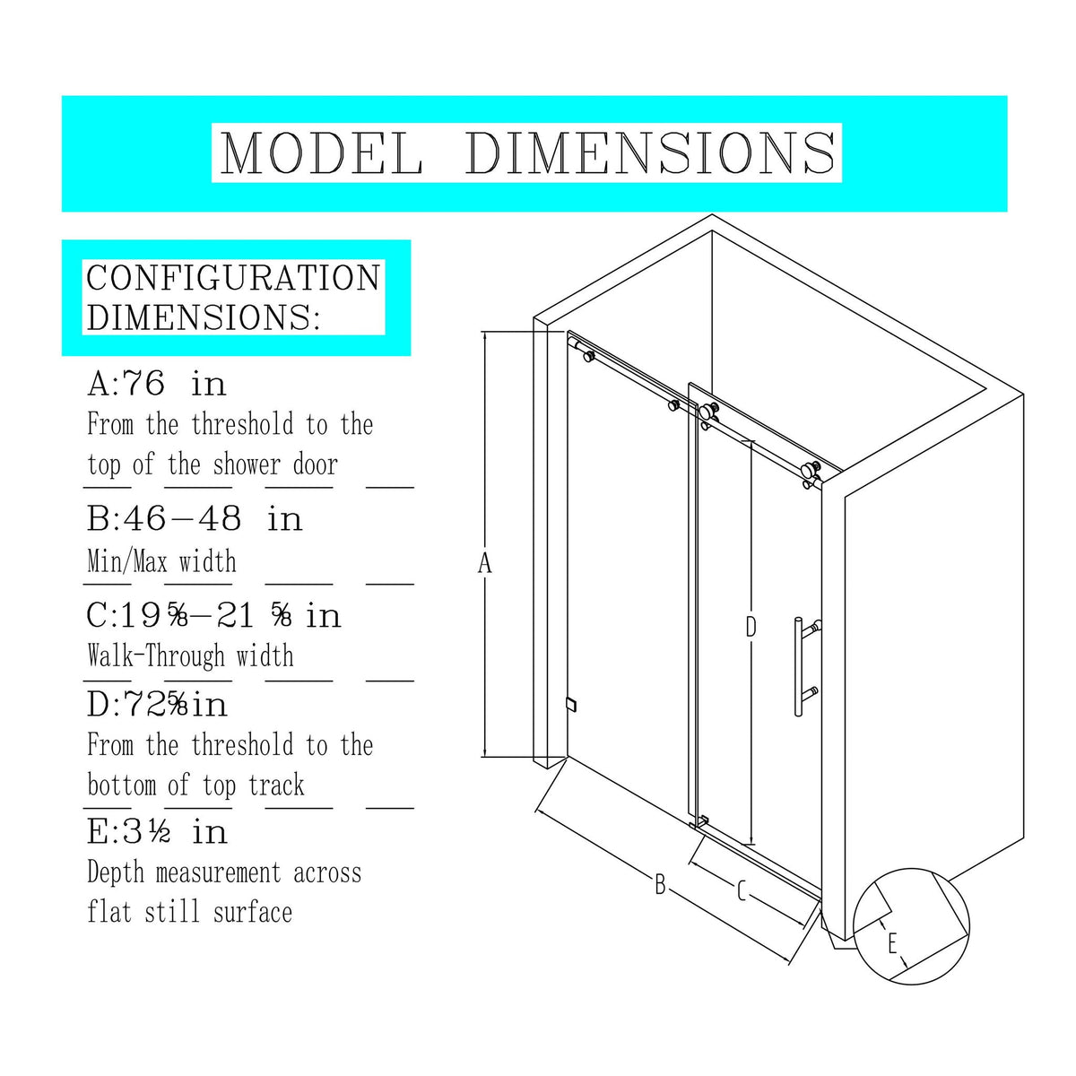 Frameless Single Sliding Soft Close Shower Doors