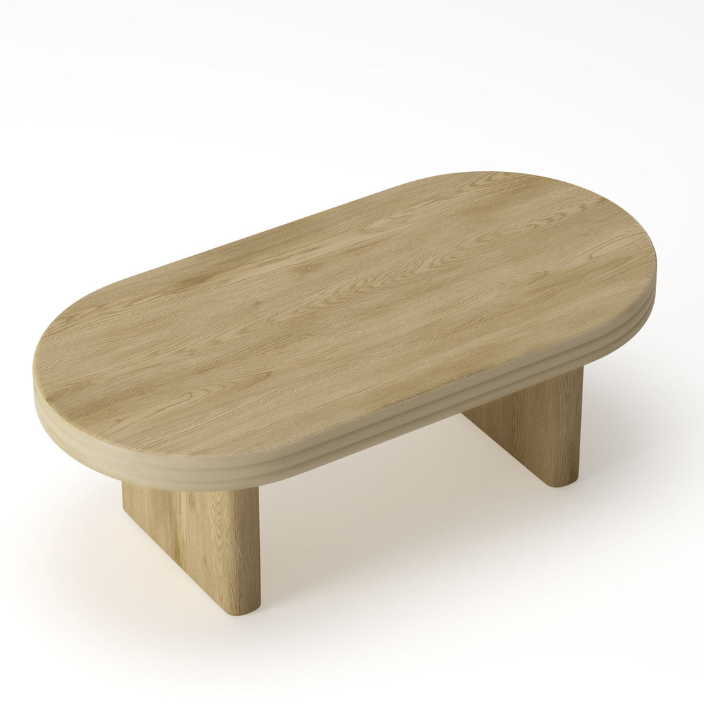 Oval Fluted Coffee Table with Fluted Detail - Natural