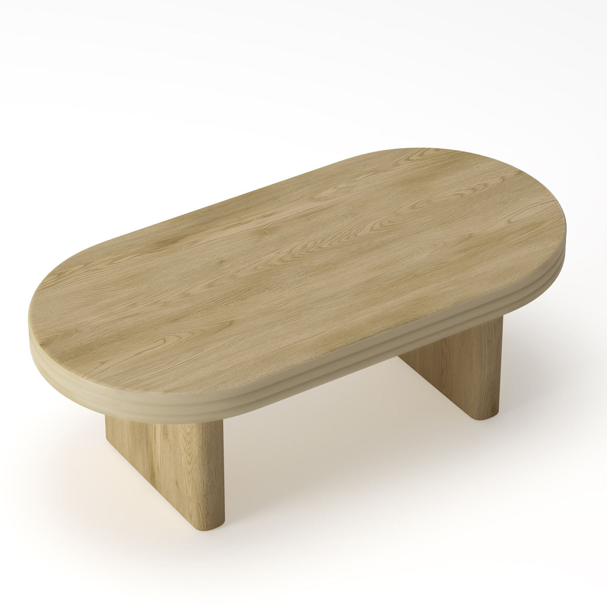 Oval Fluted Coffee Table with Fluted Detail - Natural
