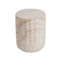 Lightweight Concrete Side Table with Cylinder Design - Beige
