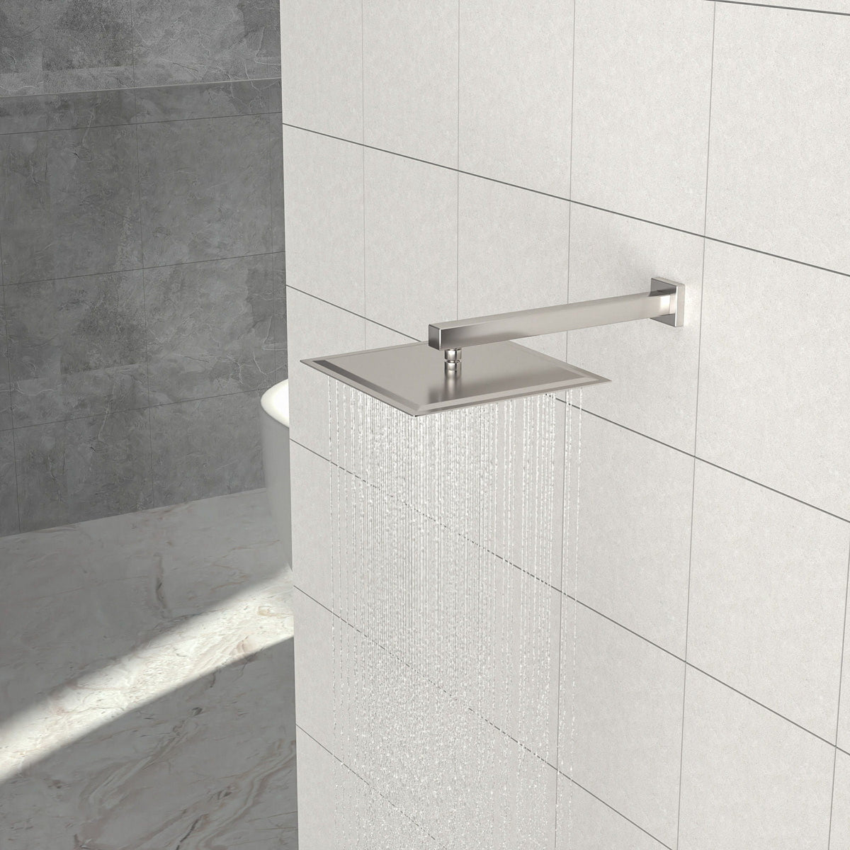 Wall Mounted Shower Arm with Flange – 16" Stainless Steel - Gold, Black, Gray