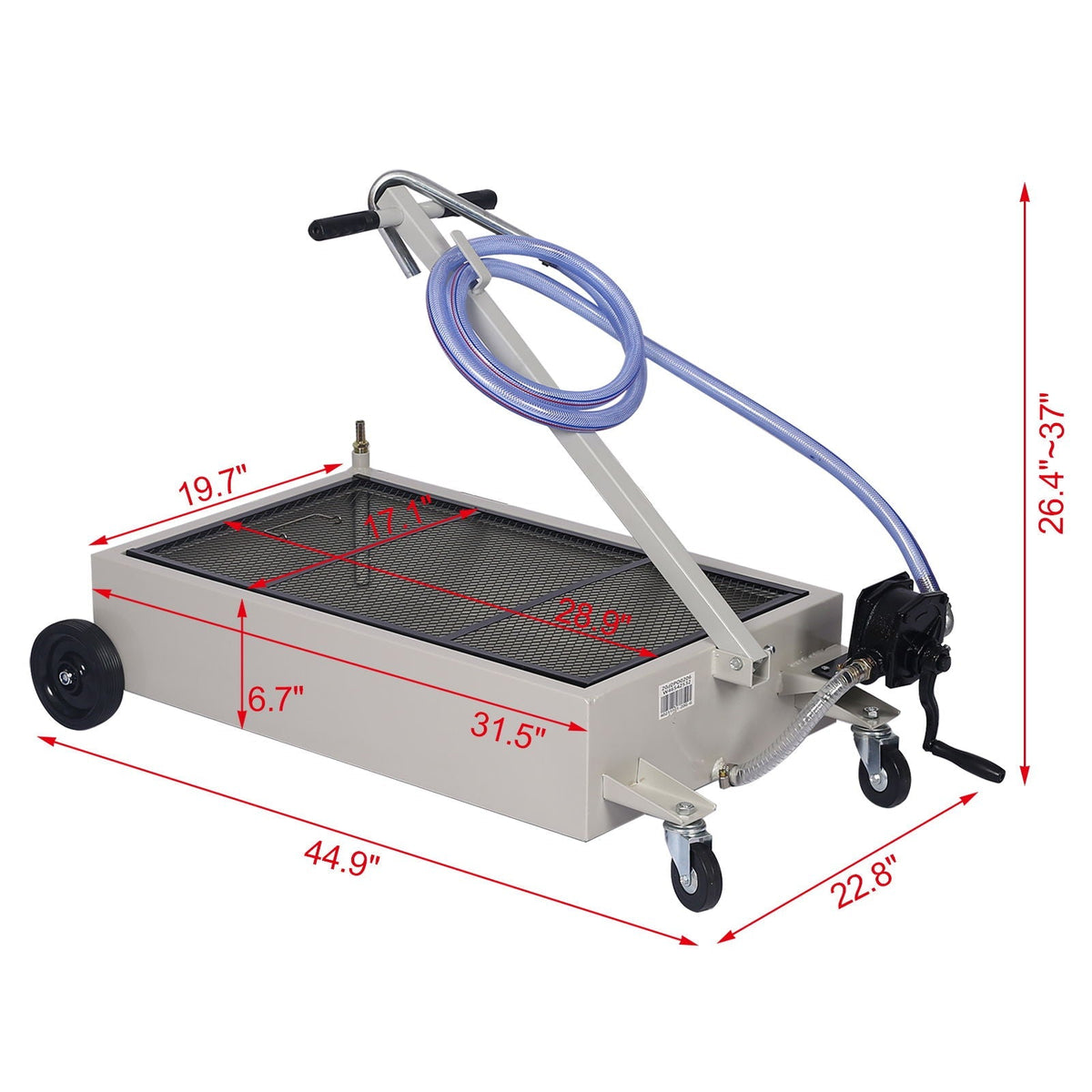 Heavy Duty 20 Gallon Low Profile Oil Drain With Pump Polypropylene - Gray