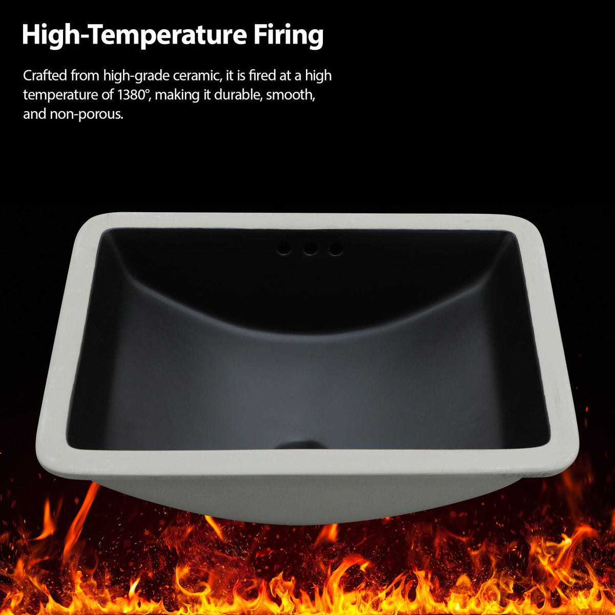 Modern Ceramic Undermount Bathroom Sink with Overflow - White or Black