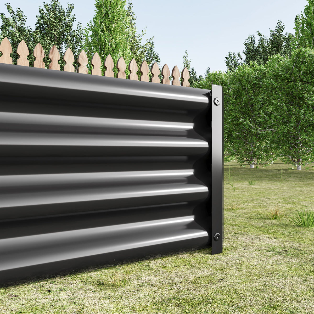 Metal Raised Garden Bed 6x3x1 Ft with Open Base - Silver
