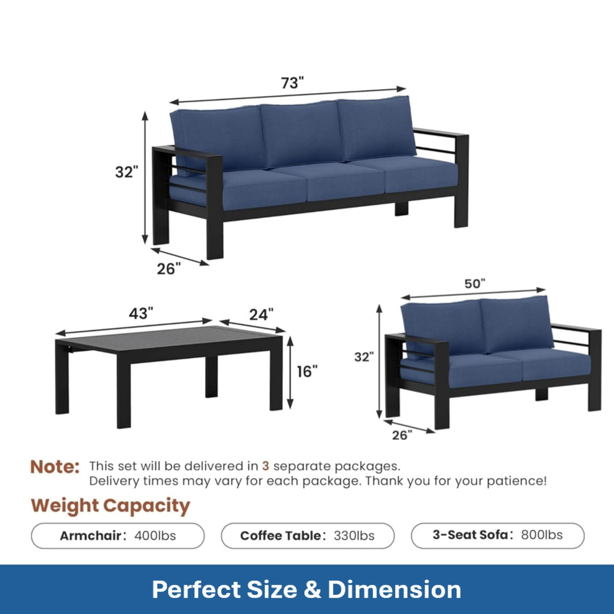 All-Weather Outdoor Patio Set with Thick Cushions - Multiple Colors