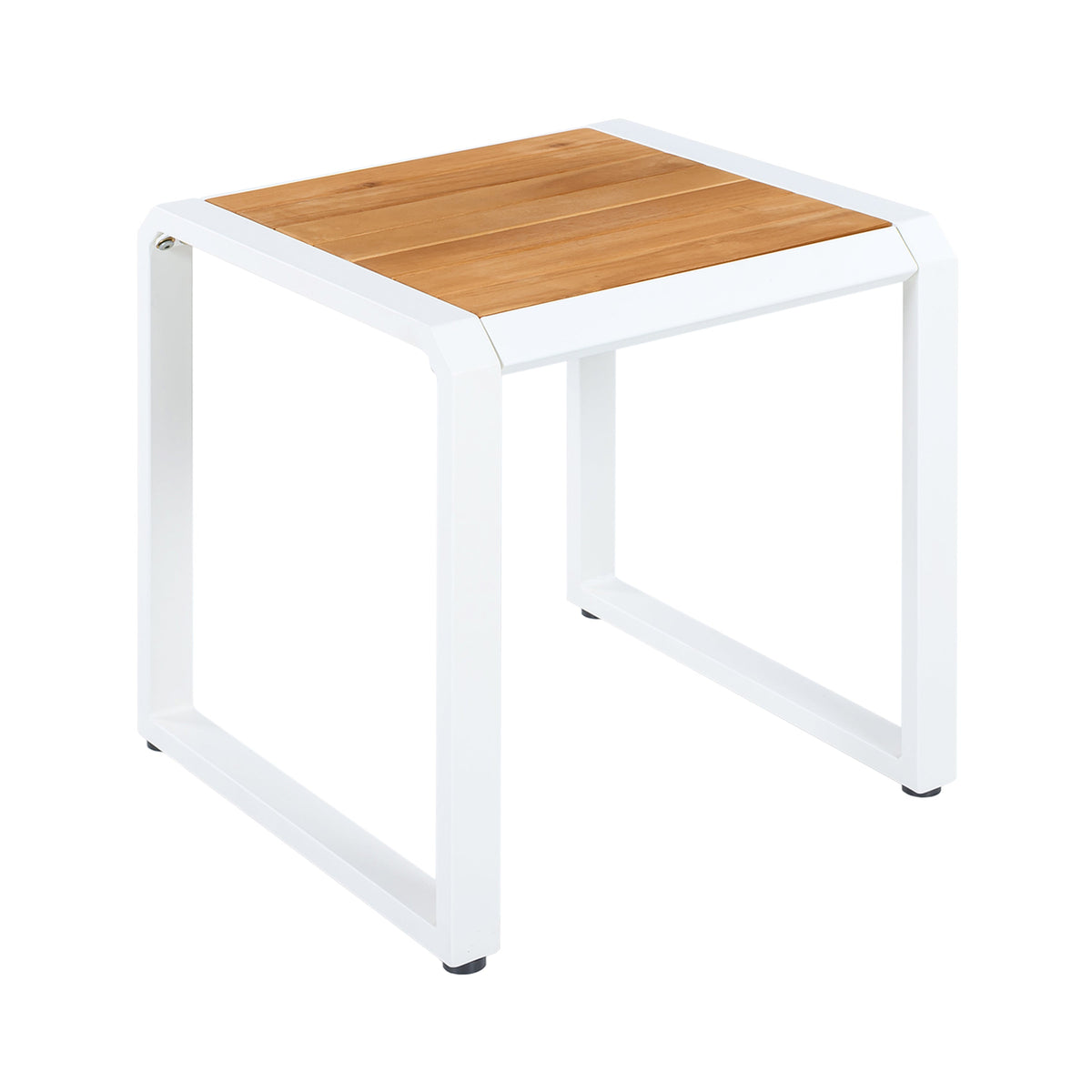 Outdoor Side Table with Teak Wood Top – Acacia & Iron Frame