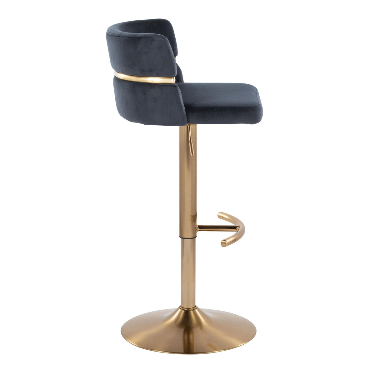 Glam Adjustable Barstool Set with Swivel and Rounded T Footrest - Beige or Black