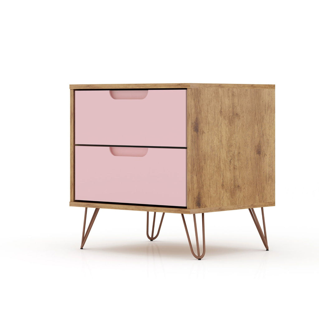 2 Drawer Nightstand with Durable Splayed Legs - Multiple Colors