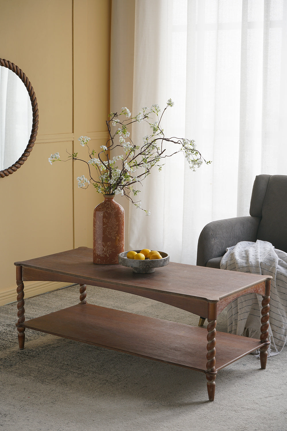 Marble Pedestal Plate with Sturdy Base - Gray