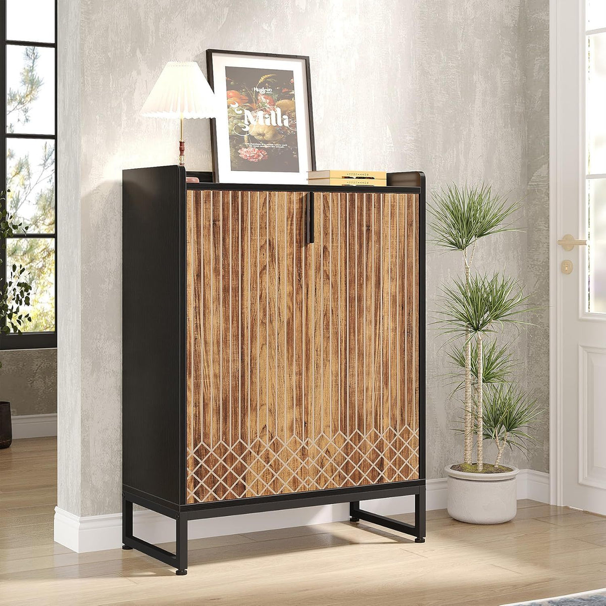 5 Tier Shoe Cabinet with Doors - Compact Storage Organizer