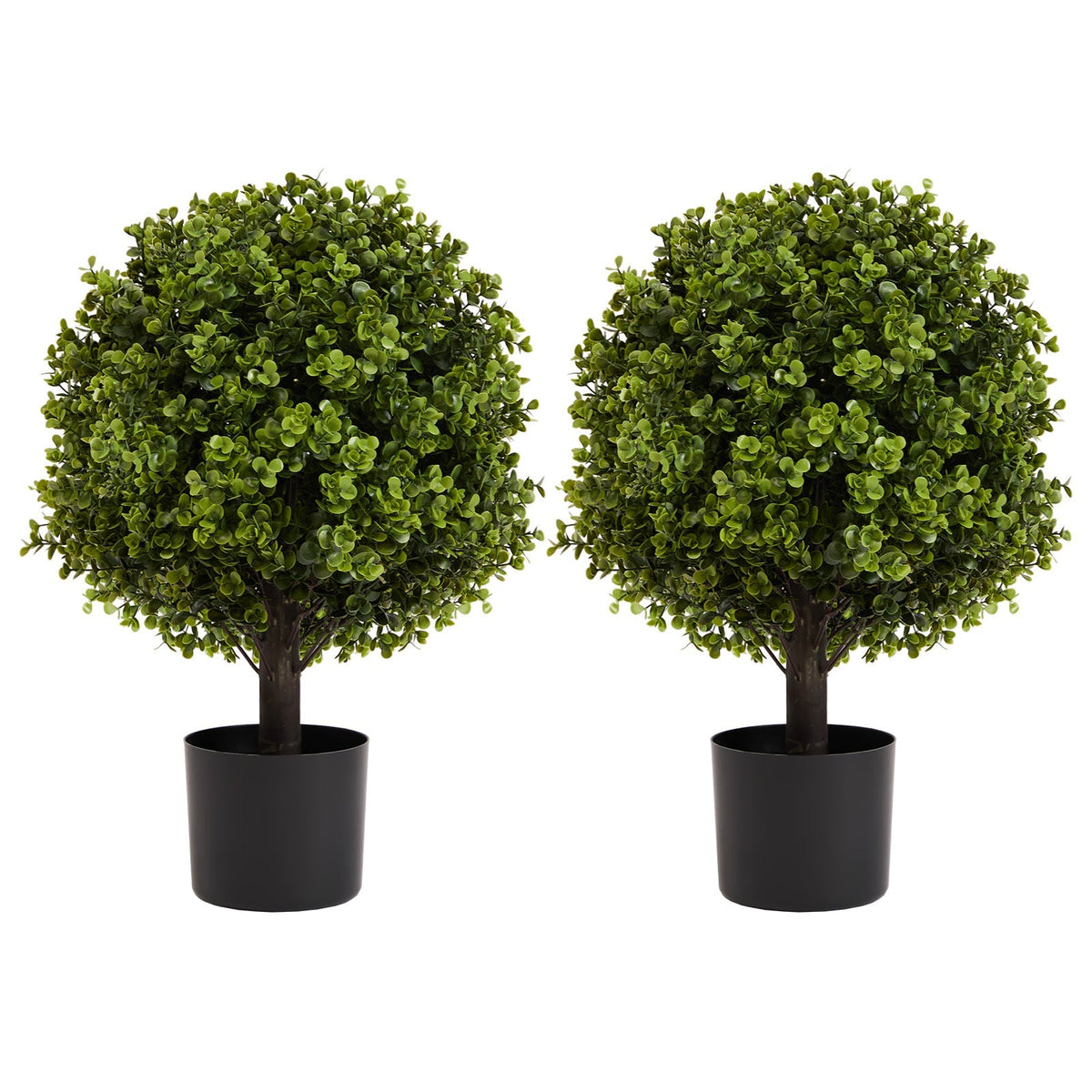 22in Boxwood Ball Shaped Artificial Topiary Shrubs Tree in Pot - Set of 2