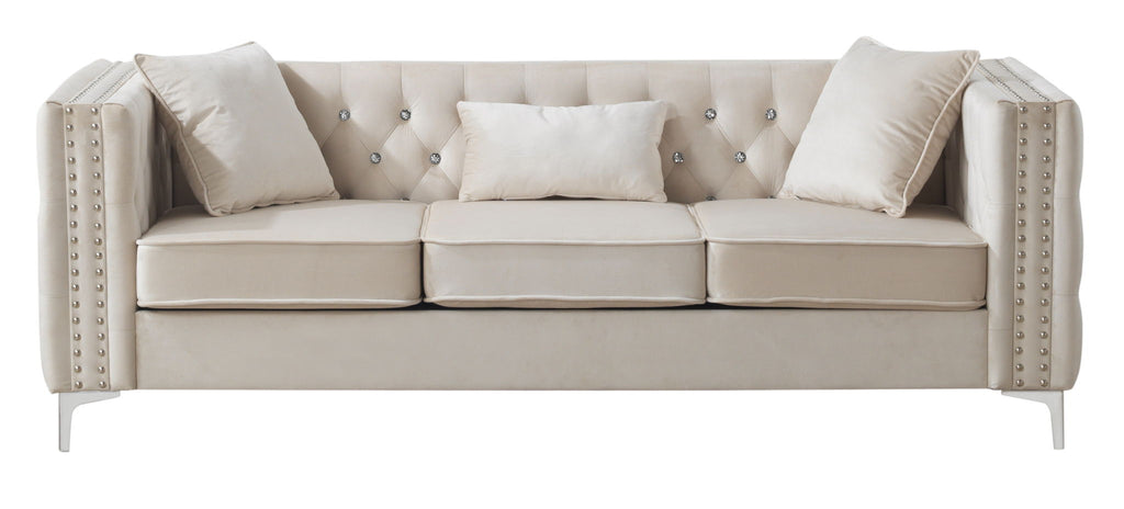 Paige Tufted Sofa with Faux Diamond Buttons - Multiple Colors