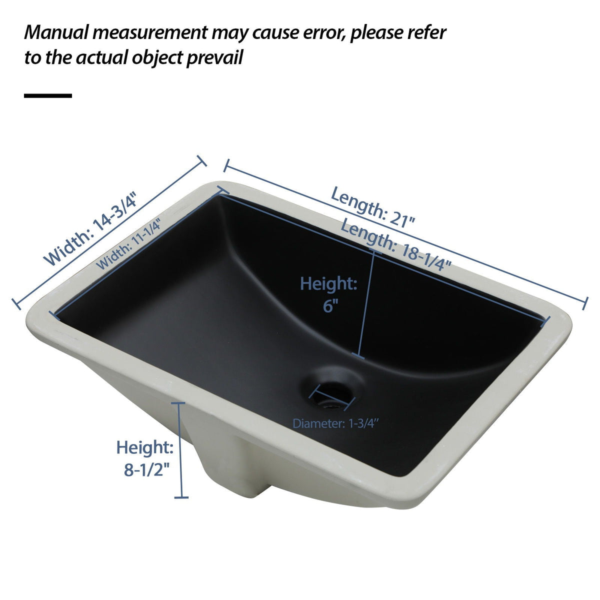 Modern Ceramic Undermount Bathroom Sink with Overflow - White or Black
