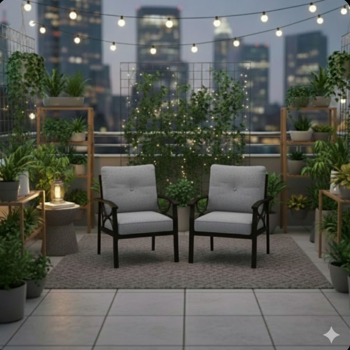 All-Weather Armchairs with Cushions, Modern Sculptural Design – Beige or Dark Gray