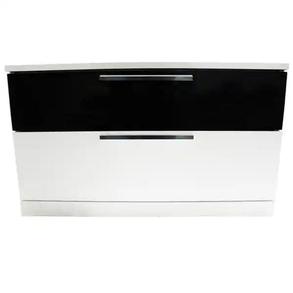 2 Drawer Nightstand, Bedside Table - White / Black