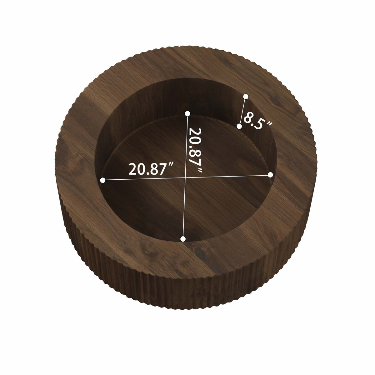 Modern Circular Coffee Table with Stripe Design and Storage Space - Light Brown or Dark Brown