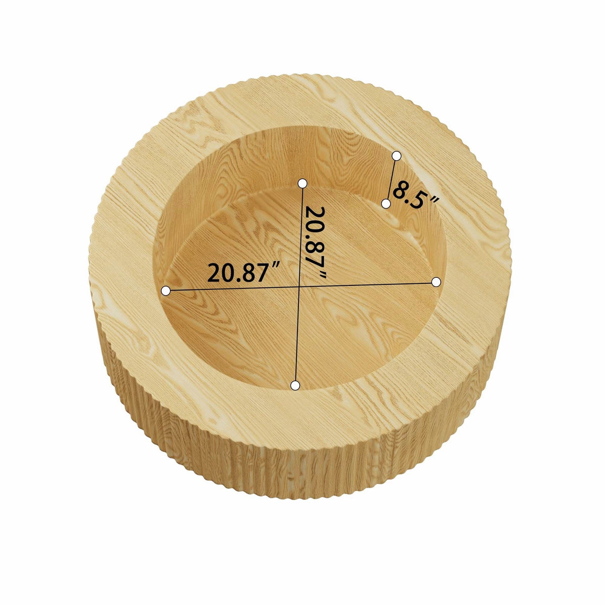 Modern Circular Coffee Table with Stripe Design and Storage Space - Light Brown or Dark Brown