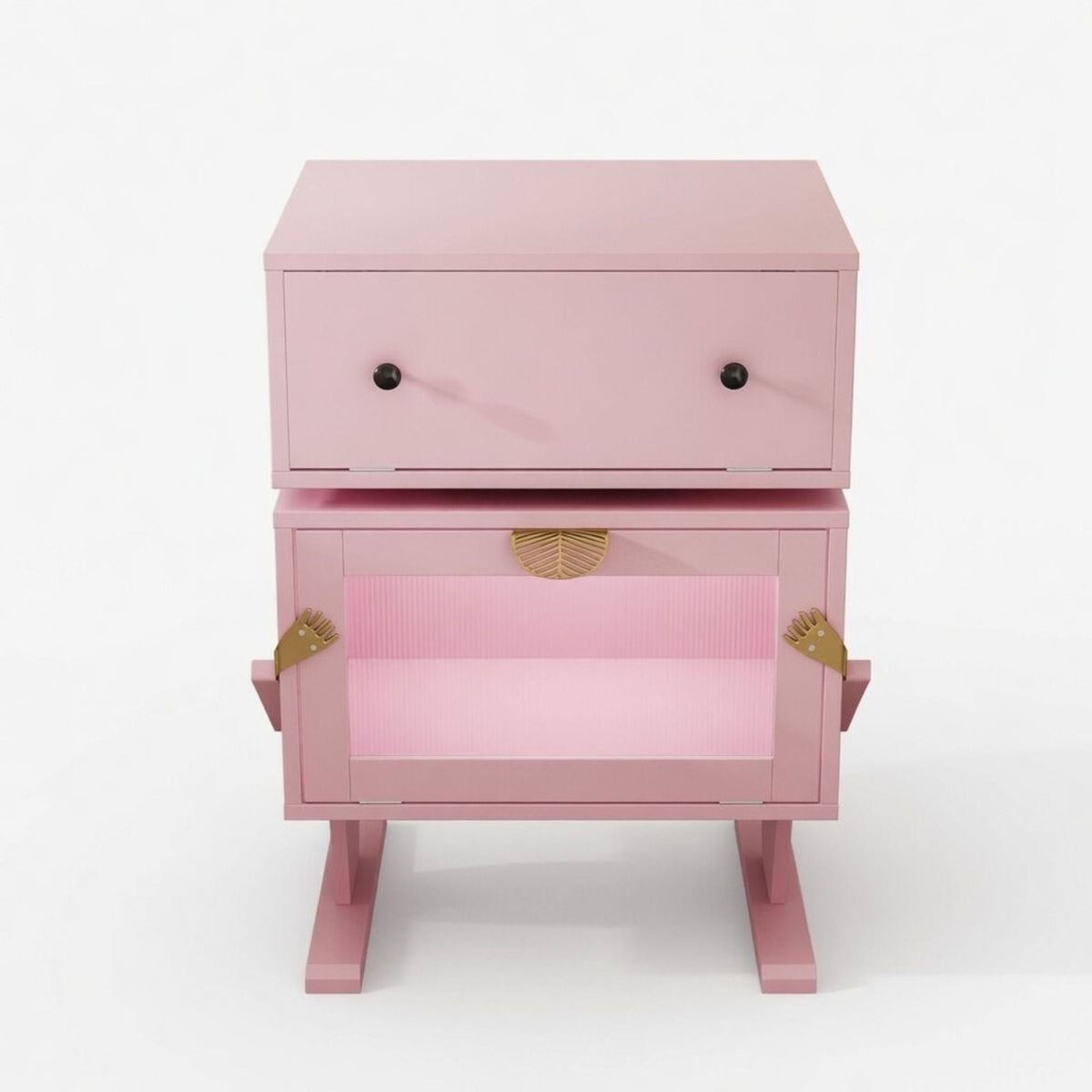 Robot LED Nightstand with 360° Rotating Drawer - White, Pink, or Green