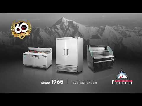 Everest Refrigeration EBF1 One-Section Reach-In Freezer, 21 Cu. Ft., Bottom-Mounted Self-Contained, Solid Hinged Door, Stainless Steel