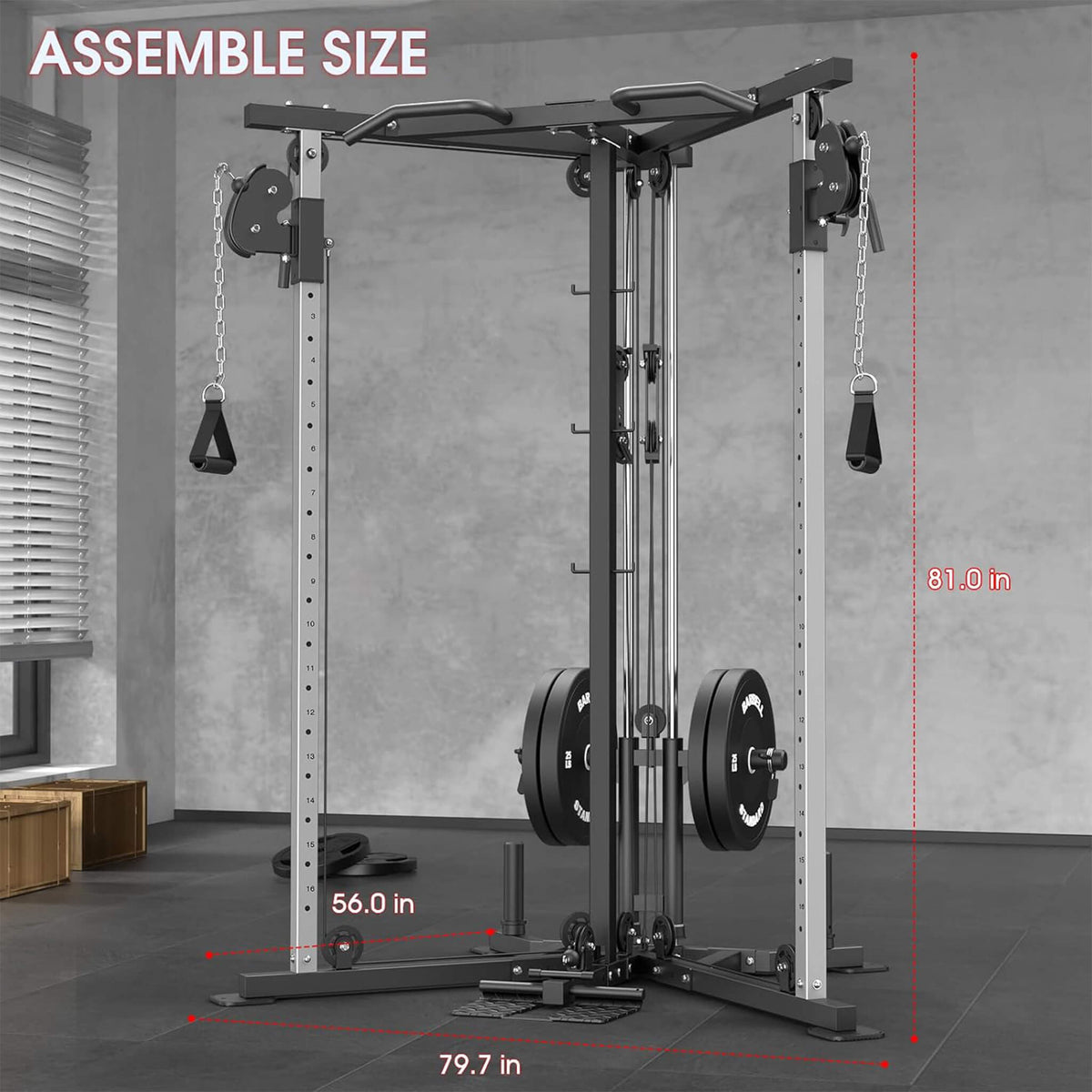 Dual Pulley Cable Crossover Machine With Pull Up And LAT Bar (SAK98124)