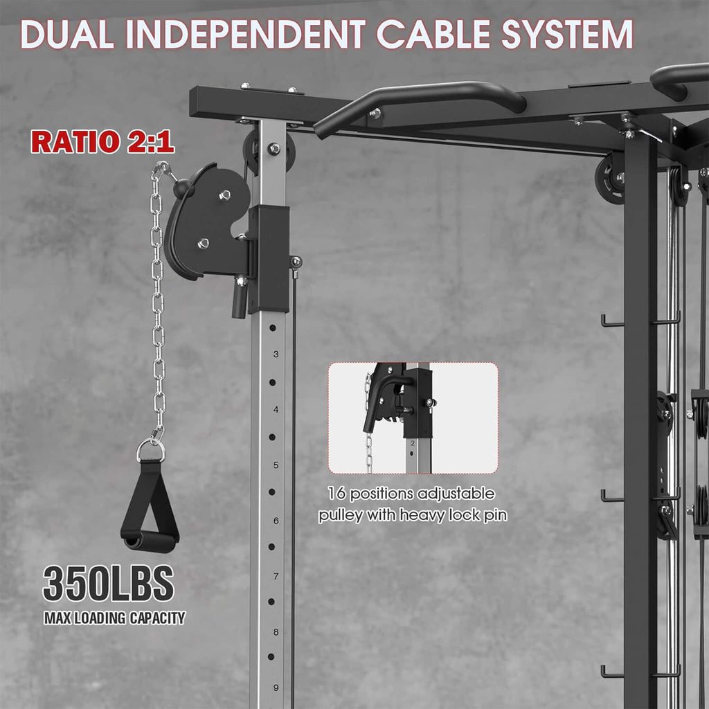 Dual Pulley Cable Crossover Machine With Pull Up And LAT Bar (SAK98124)