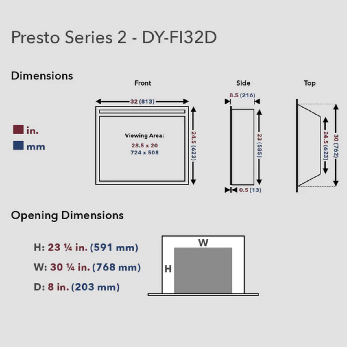 Dynasty Presto 32-Inch Vent Free Electric Firebox Insert With Multifunction Remote Control [DY-FI32D] (SAK54792)