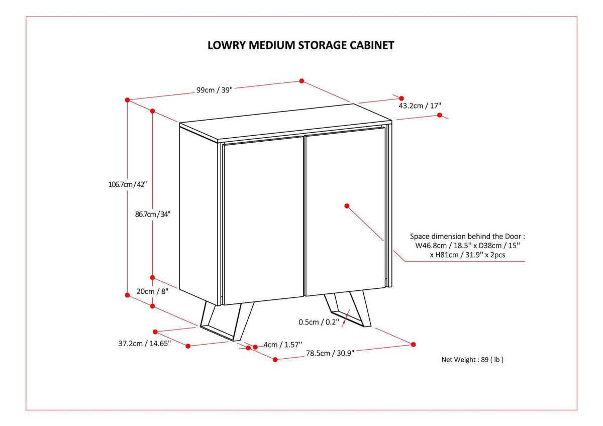 Lowry Medium Handcrafted Storage Cabinet with Adjustable Shelves - Choose Your Color