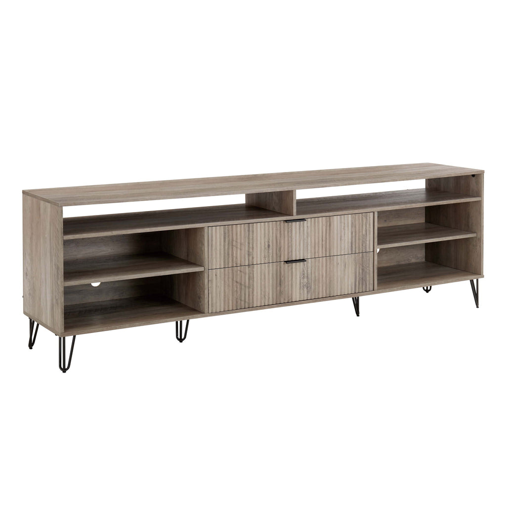 Fluted TV Stand with Storage and Metal Legs - Multiple Colors